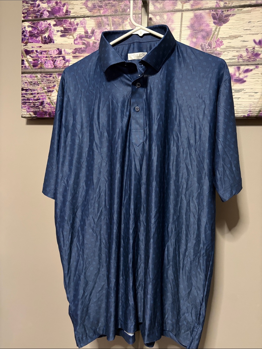 Collars and Co. Featherweight Men's Navy Blue Short-Sleeve Polo NWOT Size L